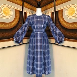 Zara Plaid Linen Blend 💙Blue💙Shirt Dress